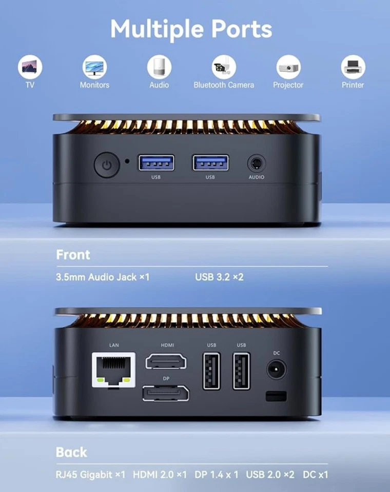 Essenx E1 Mini PC W-11 Pro,Ιntel Alder Lake-Ν95 Βeats N5095/N5105, Up to 3.4GHz - Image 3 of 4