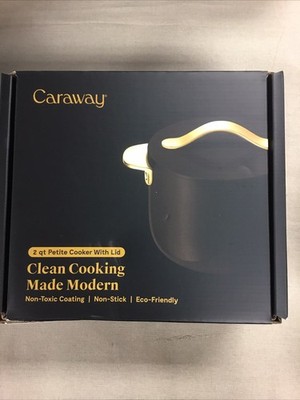 Caraway Petite Cooker 2 Qt Ceramic Coated Pot Free Non Toxic- Black