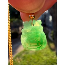 Green Jade Money Bag Pendant 14K Gold-Plated ...