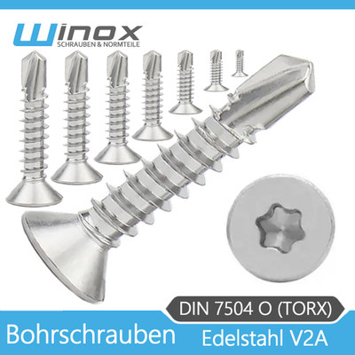 Bohrschrauben Edelstahl A2 | DIN 7504 O | Senkkopf Selbstschneidend 2,9 - 6,3 mm