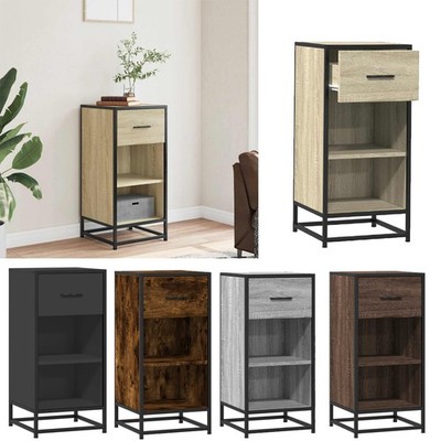 vidaXL Sideboard Räuchereiche 35,5x35x76 cm Holzwerkstoff und Metall