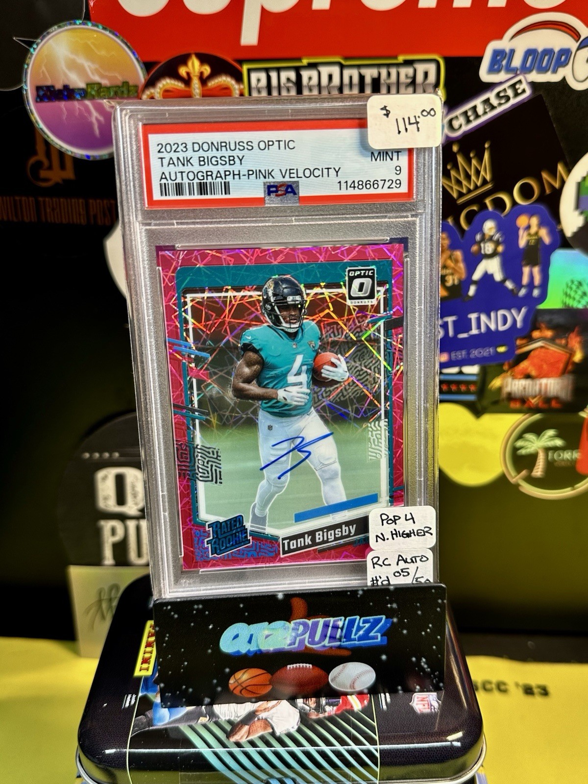 2023 Donruss Optic #252 Tank Bigsby Pink Velocity RC On-Card Auto /50 Jaguars