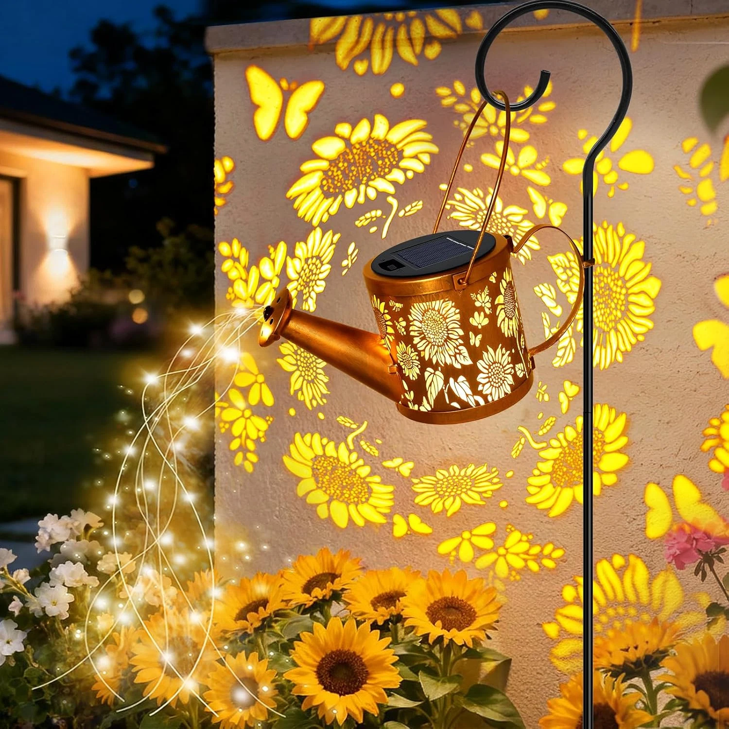 Solar Watering Can Lights Sunflower Decorative Hanging Lantern Solar Lights New