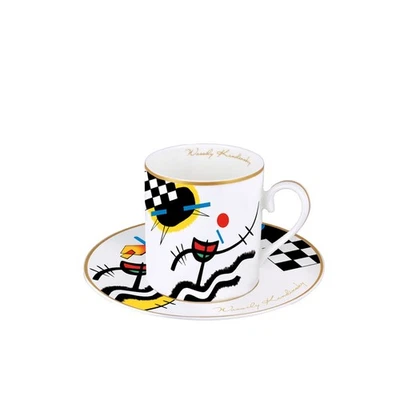 CARMANI Tea Cup and Saucer with Wassily Kandinsky "Contrasting Sounds" 250ml