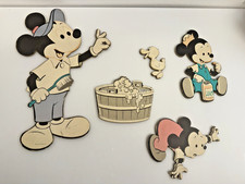 Vintage Disney Mickey Mouse Cardboard Nursery Wall Hanging Plaques Decor 5 Piece