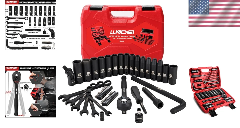 Portable 49-Piece 1/2" Dr. Socket Set with Storage Case - Image 2 of 4