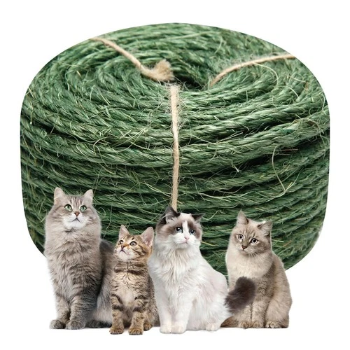 1/4" x 49Ft Green Sisal Rope DIY Hemp Rope for Cat Scratching Post Replacement - Picture 1 of 8