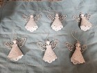 Beautiful Vintage Metal Angel ORNAMENTS With Bell. White. 6 Matching. Mint. — photo 1