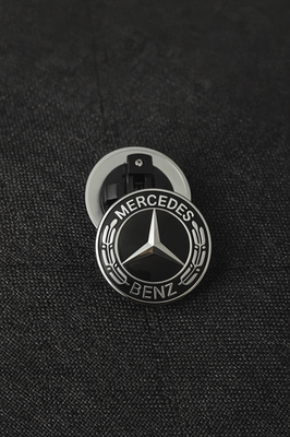 #ad Black 57 mm Flat Hood Emblem Logo Badge Laurel Wreath For Mercedes Benz $15.99