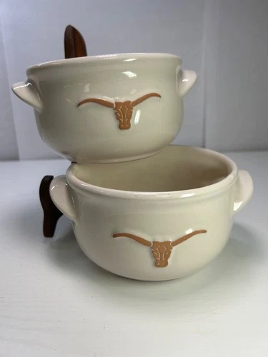 Individual Chili Crock Ranch Bone by FRANKOMA Set Of 2 Bowls