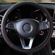Universal Car Accessories Steering Wheel Cover Black Leather Anti-slip 15"/38cm
