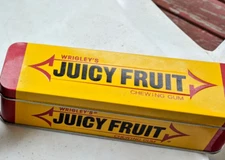 Wrigleys Juicy Fruit Metal Tin Hinged Collectible Storage Advertisement Retro