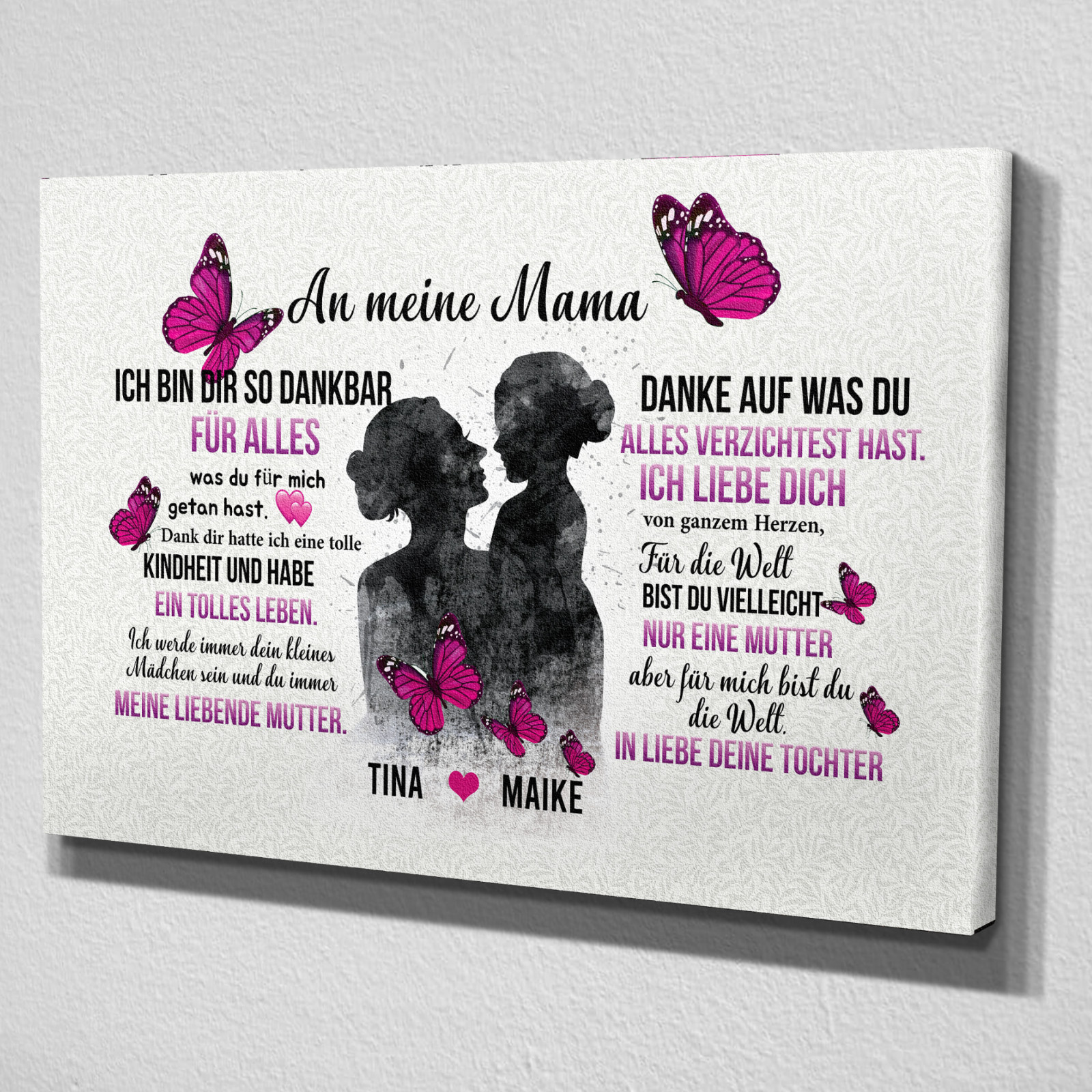 Leinwand Mama Schmetterling Geschenk für Mama von Tochter Muttertag Geburtstag