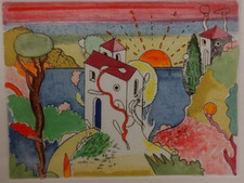 ALINARI LUCA acquatinta 35x50 esemplare 2/150 certificato firma e timbro a secco