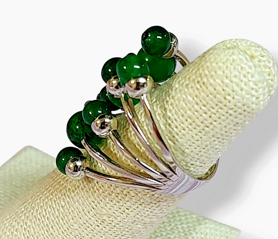 Anillo grueso de acero inoxidable verde 10 bombillas de moda talla 7 Foto 4 de 4