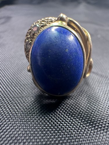 14KT Yellow Gold Lapis Lazuli Ring Size 6.5 Weight 8 Grams - Picture 2 of 5