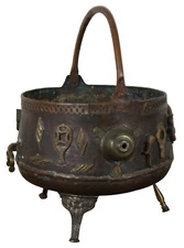 Antique 19th Century Chinese Bronze Ornate Cauldron Pot Planter Tripod 18”