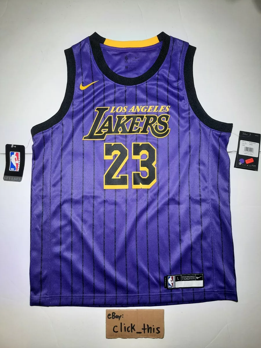 NEW LA Lakers Lebron James Nike City Lore Swingman Jersey Purple YOUTH  Large L