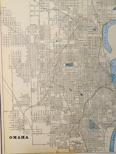 Omaha Nebraska City Map 1903 Colored Lithograph 11 1/4" x 14 1/2" USA