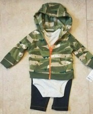 New Carter's Baby Boy 3 piece set: Hoodie Sweater Bodysuit Pants Green 6 Months