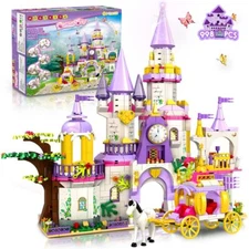 HOGOKIDS Girls Princess Castle Building Blocks Set Purple for Girls Ages 6+ 