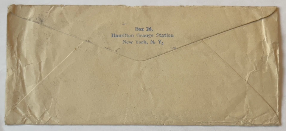 EARLY NY HAMILTON ORANGE STATION COVER STAMP #377 FLAT WMK, #406 TYPE I - Image 3 of 3