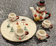 SNOWMAN MINIATURE Tea Set Resin