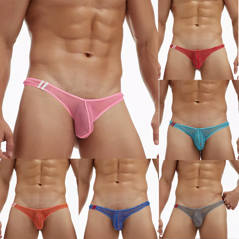 Mens Mesh See-through Pouch G-string Briefs Underwear T-back Thong V-string  CA