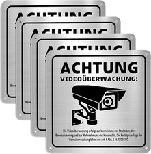 4x Schild Achtung Videoüberwachung Privatgru...