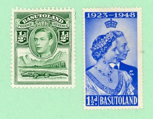 Basutoland 2 stamps , SC 18, 39, KGVI, Silver Wedding Issue, 1938, 48,  MPH - 第 1/1 張圖片
