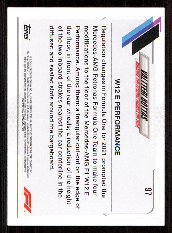 2021 Topps Formula 1 Sparkle Foil #97 Valtteri Bottas/Car - Image 2 of 2
