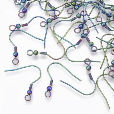 10 Fish Hook Earwires Stainless Steel Rainbow Ear Wires Earring Findings Jewelry