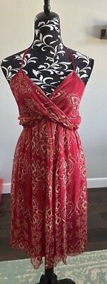 Red & Gold Chiffon | Matty M dress | size M