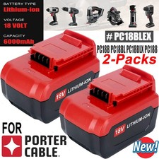 2x 18V 6.0/8.0AH Lithium Battery For Porter Cable 18Volt PC18BLX PC18BL PCXMVC