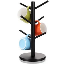 Mug Holder Tree, Thicker Base Coffee Cup Holder for Countertop, Sturdy Wood C...