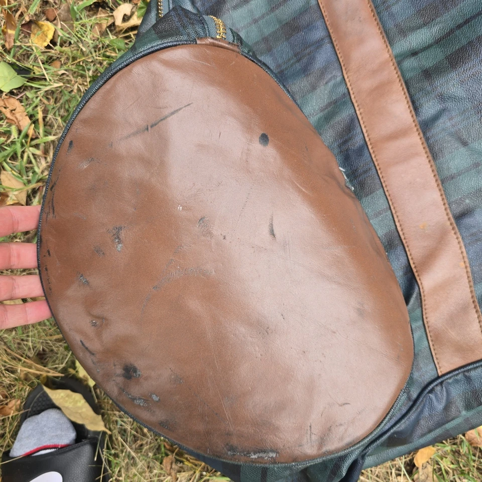 Bolsa de viaje deportiva de golf vintage Polo Ralph Lauren Belding estuche cuero tartán EE. UU. Foto 4 de 4