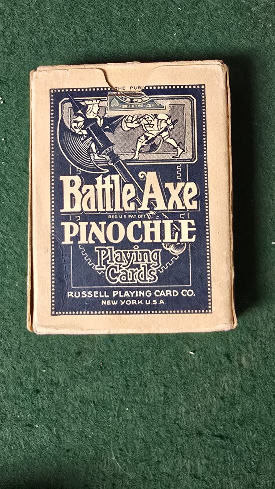 Antique 1920 Rare Russell N.Y. Blue Ribbon BATTLE AXE Pinochle Playing Cards 