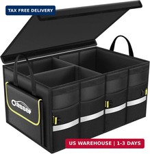 Car Trunk Organizer, 3 Compartments Collapsible Waterproof Car Organizer Storage