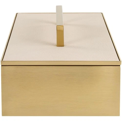 Uttermost 18110 Wessex 14 inch Classic Brass and White Faux Shagreen Box - Picture 2 of 8