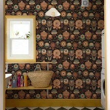 Jiffdiff Vintage Brown Boho Floral Wallpaper 17"x393" Peel and Stick Room Decor