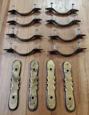 Amerock Brass Cabinet Handle 735-1 And Back Plate 736-1 Antique Brass Lotof 12pc