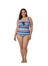 Time And Tru Women's Time True Fashion Stripes one Piece Swimsuit 2XL