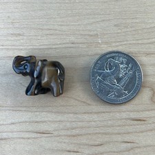 Tiger's Eye Stone Figurine Set - Elephant, Angel, Tumbled, Smooth, 8 Pack