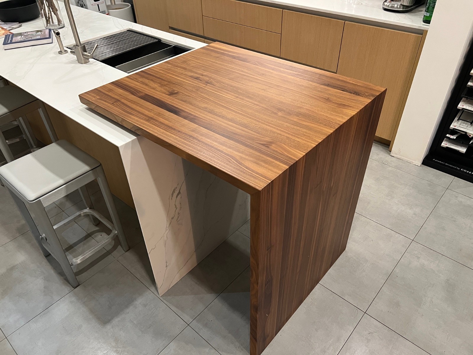 Grothouse Walnut Waterfall Table Kitchen Island Countertop Solid Wood