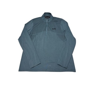 Under Armour HeatGear Vanish Seamless 1/4 Zip Pullover Blue Gray Mens Large