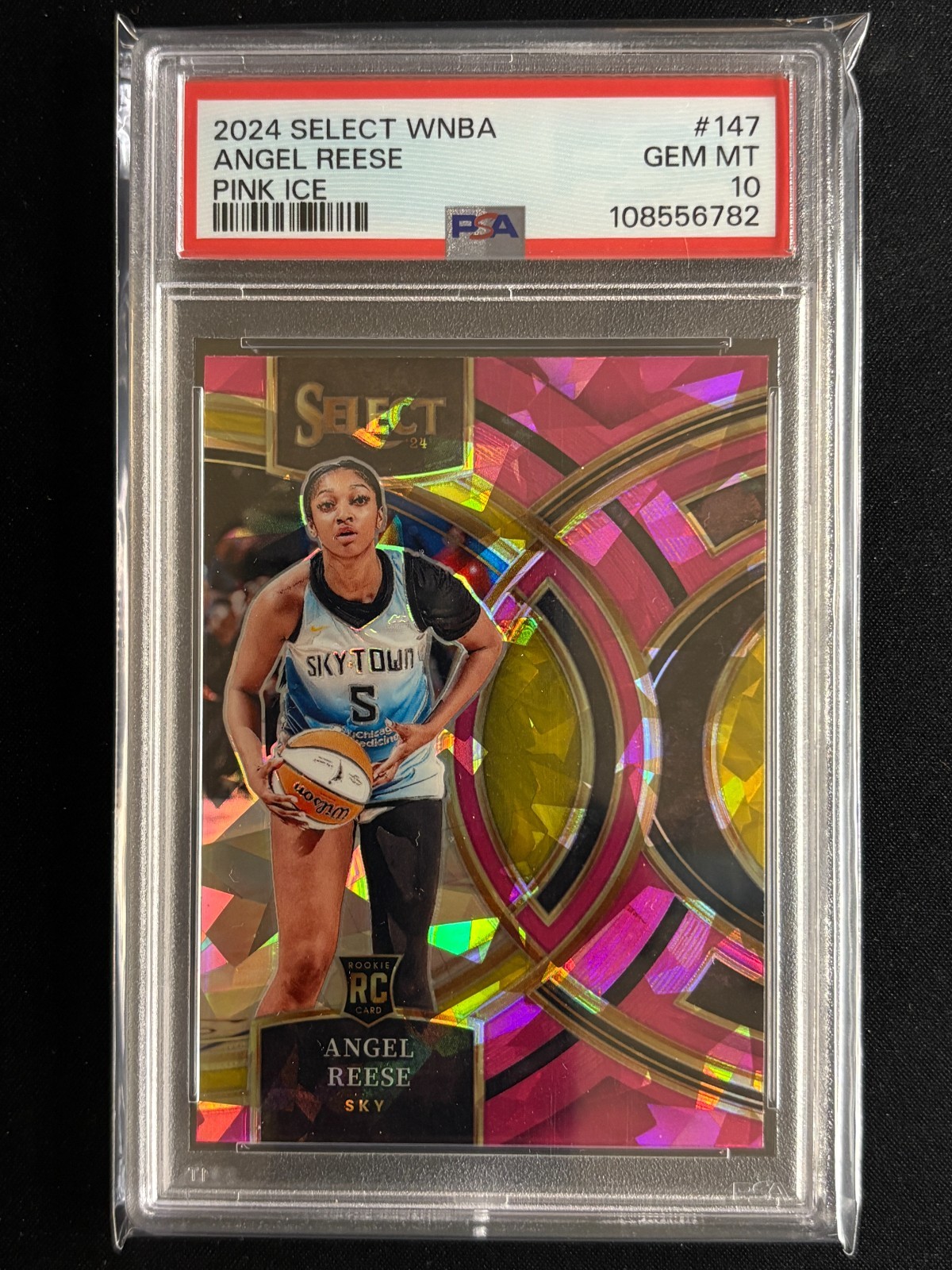 2024 Panini Select WNBA Angel Reese Pink Ice Prizm Premier Level PSA 10