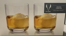 Viski Crystal Whiskey Tumblers Set of 2-Premium Crystal Glass,Stylish Lowb...