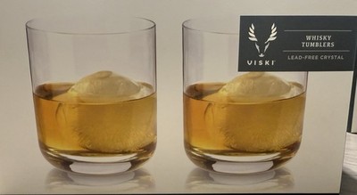 Viski Crystal Whiskey Tumblers Set of 2-Premium Crystal Glass,Stylish Lowb...