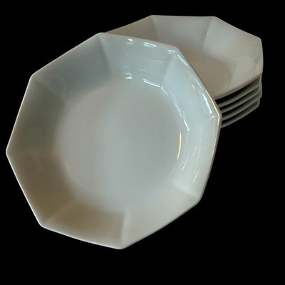 Set Of 6 Vintage Harmony House Lynette 3673 White Octagon 7.25  Soup Bowls