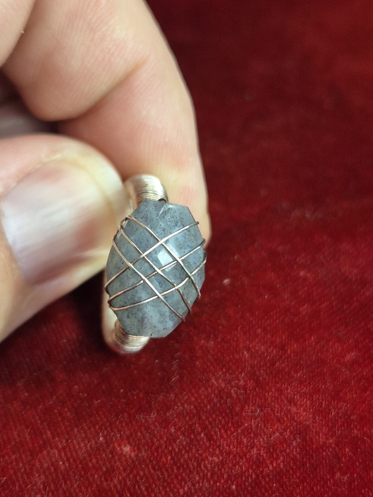 Sterling Silver Wire Wrapped Ring Set With A Face… - image 4
